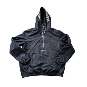 MEMBERS ONLY  1/2 zip Jacket/coat size Lg, Black; Windbreaker, Pullover, Hooded